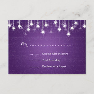 Elegant Wedding RSVP Shimmering Stars Purple
