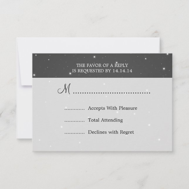 Elegant Wedding RSVP Sparkling Chain Black (Front)