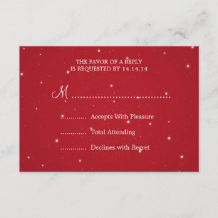 Elegant Wedding RSVP Sparkling Chain Red Card