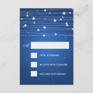 Elegant Wedding RSVP Sparkling Lines Sapphire Blue