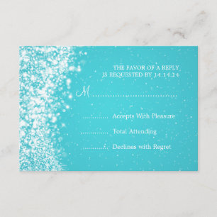 Elegant Wedding RSVP Sparkling Wave Blue