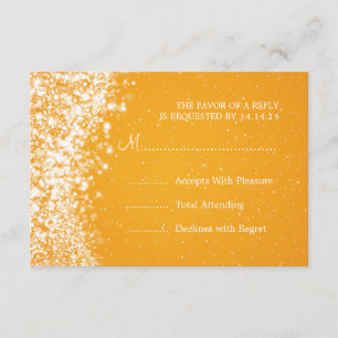 Elegant Wedding RSVP Sparkling Wave Orange Card