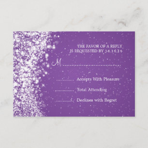 Elegant Wedding RSVP Sparkling Wave Purple