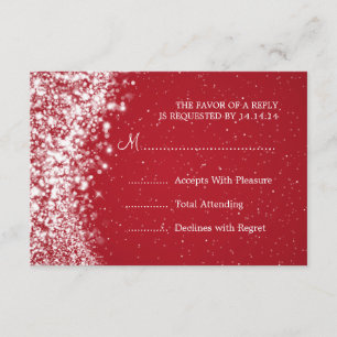 Elegant Wedding RSVP Sparkling Wave Red