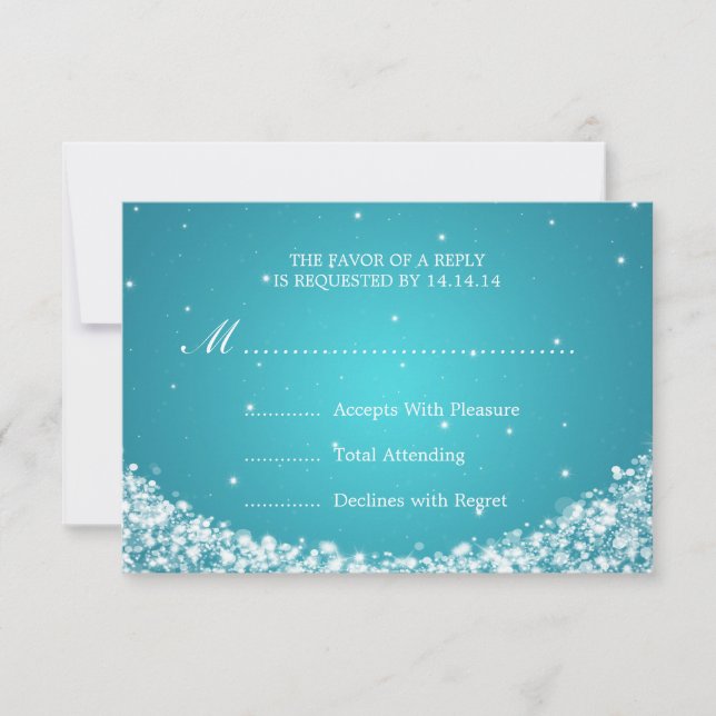 Elegant Wedding RSVP Star Sparkle Blue (Front)