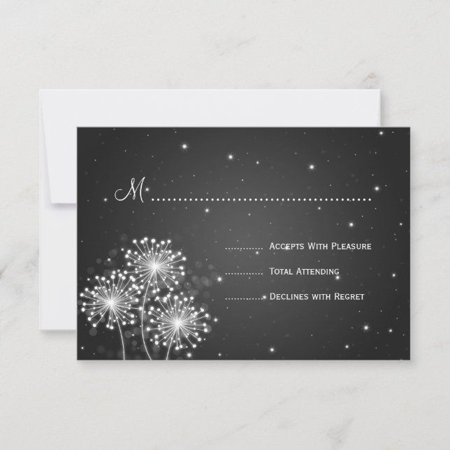 Elegant Wedding RSVP Summer Sparkle Black (Front)
