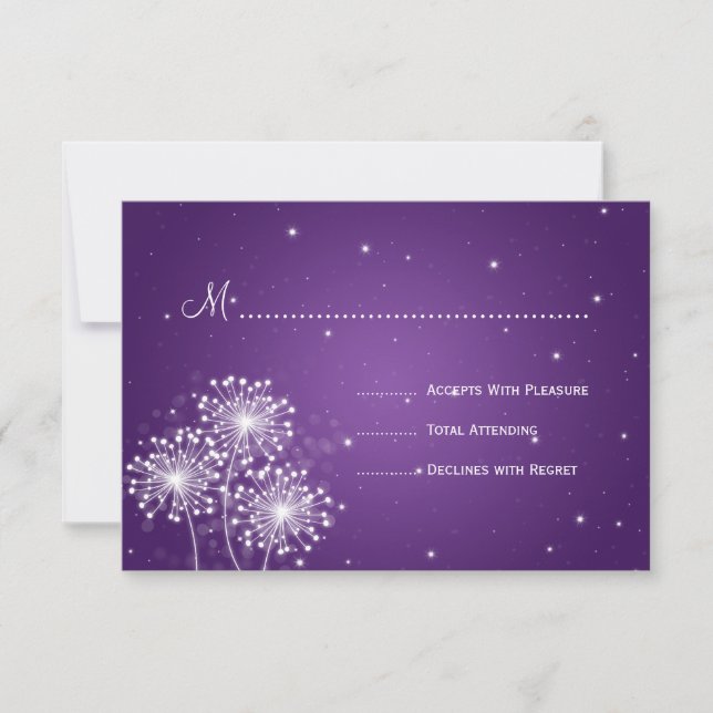 Elegant Wedding RSVP Summer Sparkle Purple Card (Front)