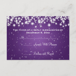 Elegant Wedding RSVP Winter Sparkle Purple