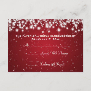 Elegant Wedding RSVP Winter Sparkle Red Card