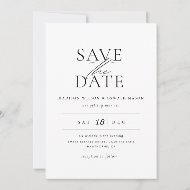 Elegant Wedding Save the Date Classic Invitation (Front)