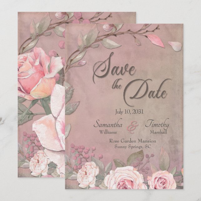 Elegant Wedding Save The Date Invitation (Front/Back)