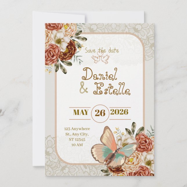 Elegant Wedding save the date Invitation (Front)