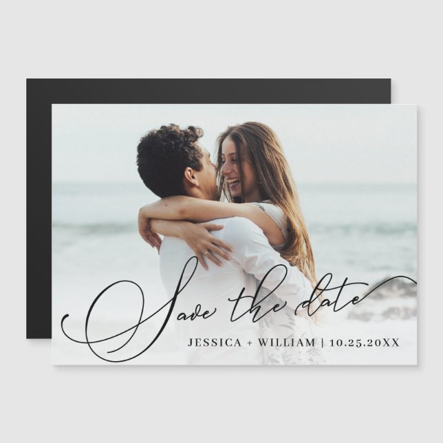 Elegant Wedding Save the Date Magnetic PHOTO Card (Front/Back)