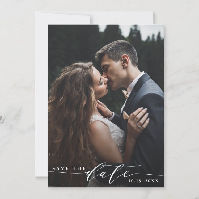 Elegant Wedding Save the Date Photo Card (Front)