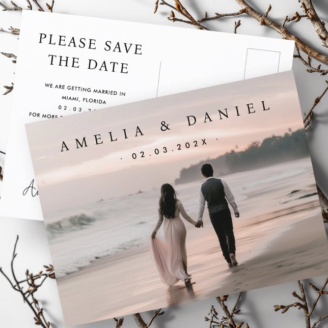 Elegant wedding save the date photo postcard (Elegant wedding save the date photo postcard)