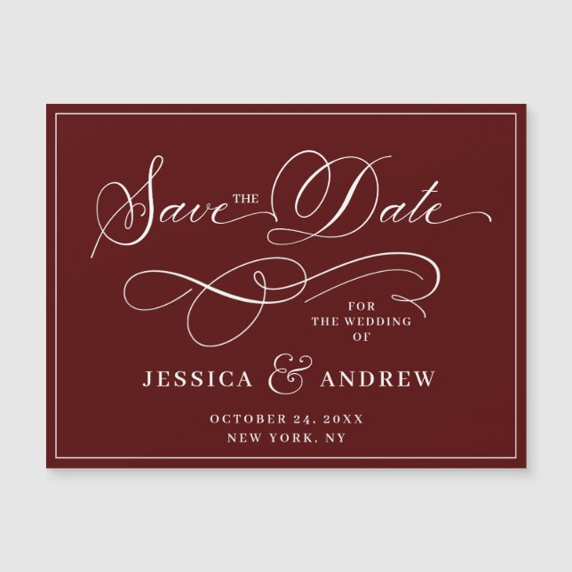Elegant Wedding Save the Date Simple Magnetic Card (Front)