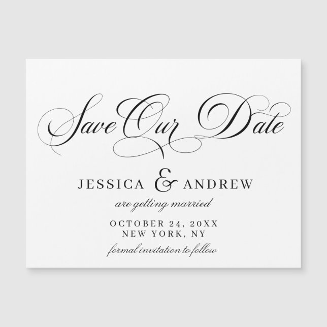 Elegant Wedding Save the Date Simple Magnetic Card (Front)