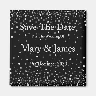 Elegant Wedding Save The Date Sparkle Magnet