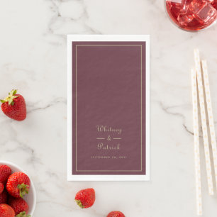 Elegant Wedding Script Minimalist Burgundy Gold Napkin