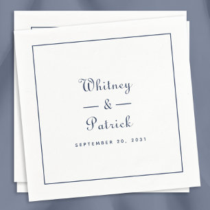 Elegant Wedding Script Minimalist Navy Blue Chic Napkin