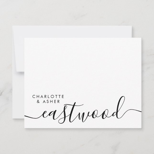 Elegant Wedding Script Monogram Card (Front)