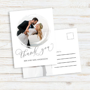 Elegant Wedding Script Photo Thank You Card