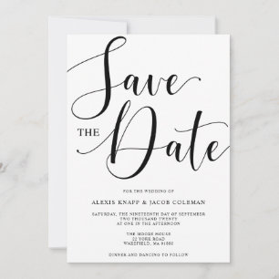 Elegant Wedding Script Save the Date Announcement