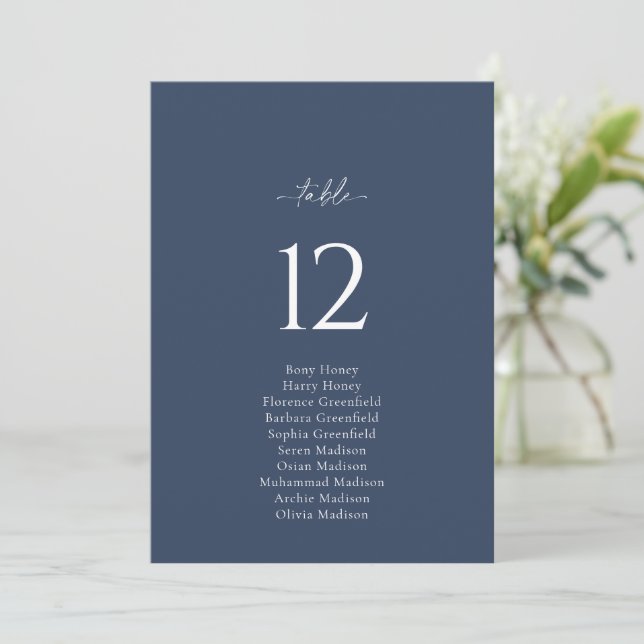 Elegant Wedding Seating Card with Table Number (Standing Front)