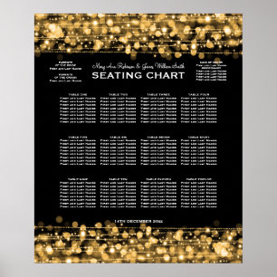 Elegant Wedding Seating Chart Party Sparkles Gold