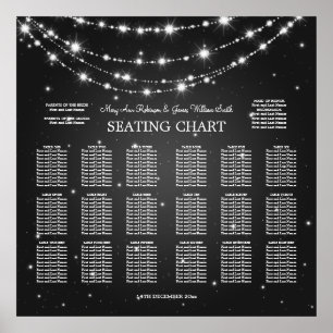 Elegant Wedding Seating Chart Sparkling Chain Blac