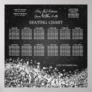 Elegant Wedding Seating Chart Sparkling Wave Black