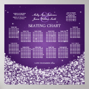 Elegant Wedding Seating Chart Star Sparkle Purple