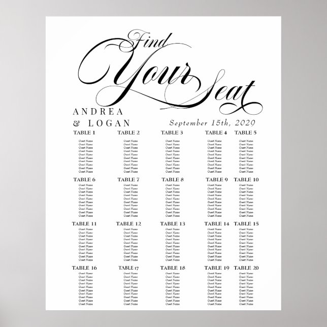 Elegant Wedding Seating Charts (Front)