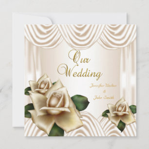 Elegant Wedding Sepia Cream Beige Roses Invitation