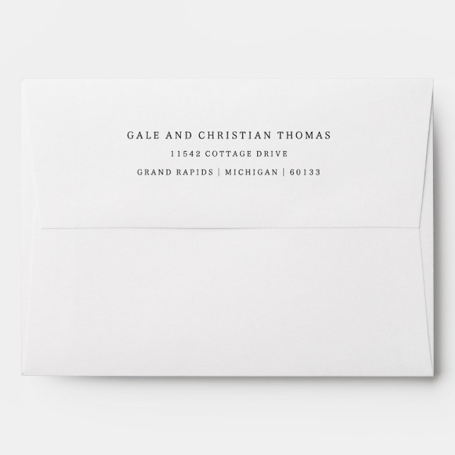 Elegant Wedding Serif Return Address Envelope (Back (Top Flap))