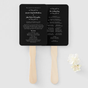 Elegant Wedding Service Ceremony Program Black Hand Fan