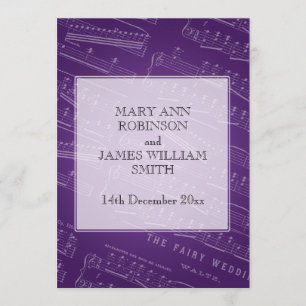 Elegant Wedding Sheet Music Purple Invitation