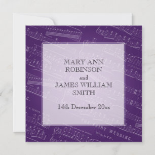 Elegant Wedding Sheet Music Purple Invitation