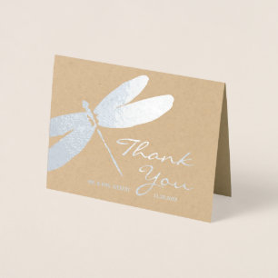 Elegant Wedding Silver Dragonfly Thank You Cards