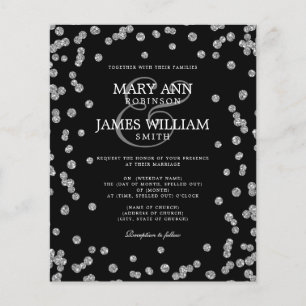 Elegant Wedding Silver Glitter Confetti Black 
