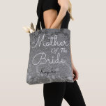 Elegant Wedding Silver Grey Mother Of The Bride Tote Bag<br><div class="desc">Wedding elegant wedding silver grey Mother Of The Bride custom design name tote bags. Simple ceremony bridal fashion. Floral pattern customize typography. Classy,  chic,  elegant,  modern,  trendy,  stylish,  beautiful succulent metallic. To change script,  click edit design. Image copyright Marg Seregelyi Photography.</div>