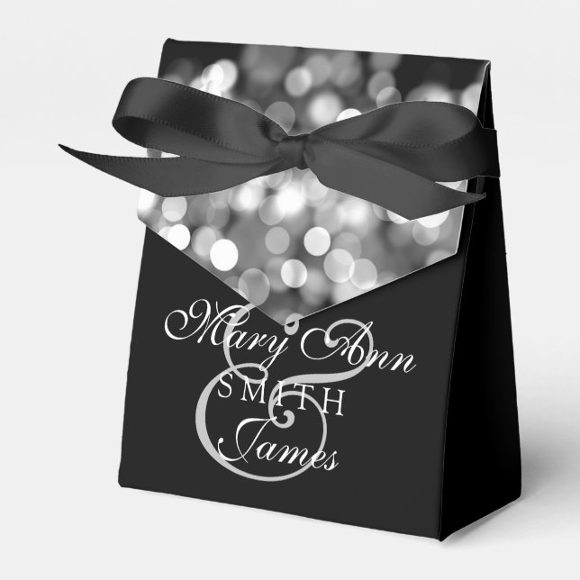 Elegant Wedding Silver Lights Favor Box (Front Side)