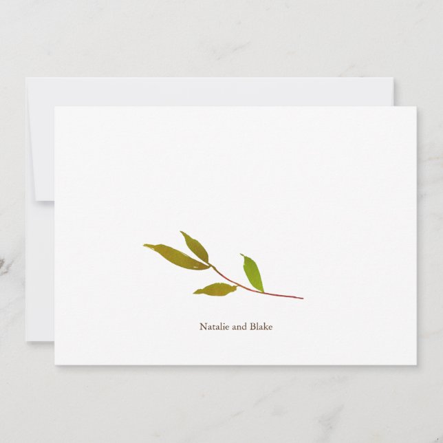 Elegant Wedding Simple Thank You and Note Card (Front)
