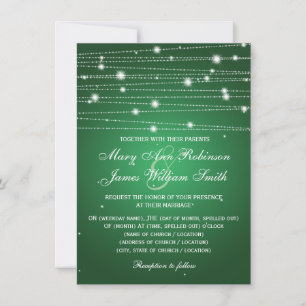 Elegant Wedding Sparkling Lines Emerald Green Invitation