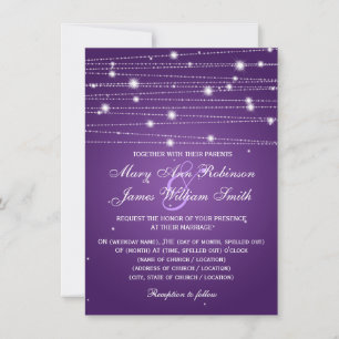 Elegant Wedding Sparkling Lines Purple Invitation
