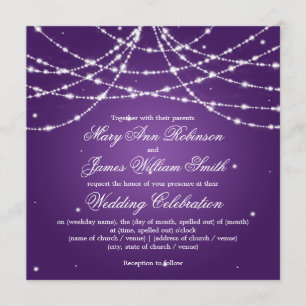 Elegant Wedding Sparkling String Purple Invitation