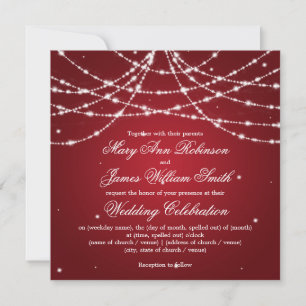 Elegant Wedding Sparkling String Red Invitation