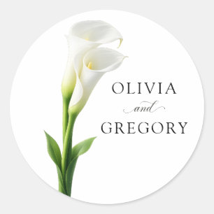 Elegant Wedding Sticker Calla Lily White Editable