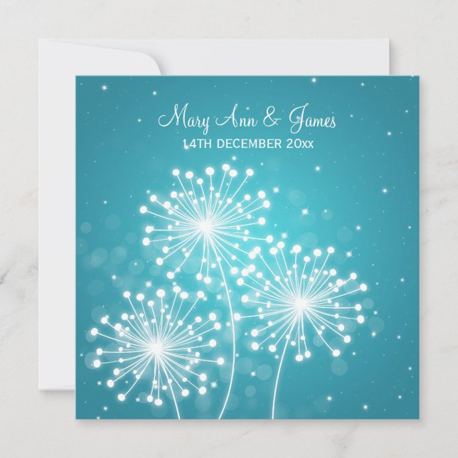 Elegant Wedding Summer Sparkle Turquoise Invitation (Front)