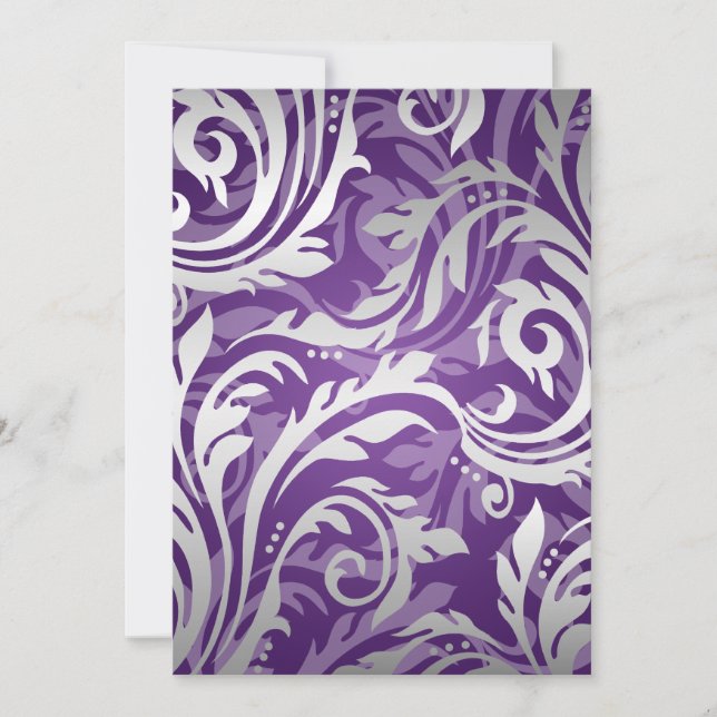 Elegant Wedding Swirly Flourish Purple Invitation (Front)